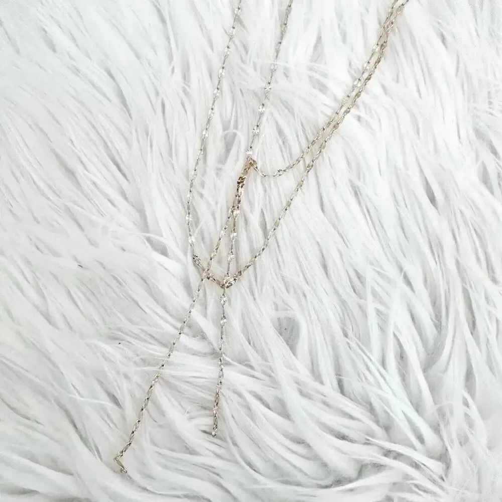 PARK LANE | Whisper Necklace Gold‎ Tone Lariat Doubke Chain Layered Dainty